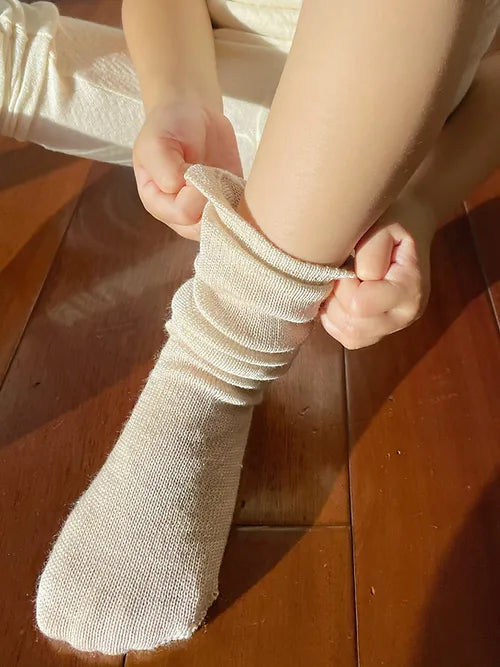 Japanese-made children's warm socks (silk and wool)